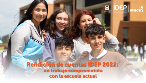 Foto de 5 estudiantes y un titulo que dice: Rendición de Cuentas 2022